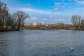 side arm of the Nidda river in Frankfurt, Hesse, Germany Royalty Free Stock Photo