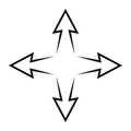 4 side arrow, four way both icon, logo arrow line
