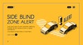 Car blind spot monitoring assist vector website