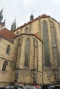 From the side The Church of Mother of God before TÃÂ½n Royalty Free Stock Photo