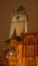 The side of a church tower in Prague in Czech Republic