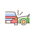 Side collision RGB color icon