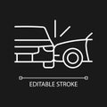 Side collision white linear icon for dark theme
