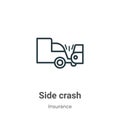 Side crash outline vector icon. Thin line black side crash icon, flat vector simple element illustration from editable insurance