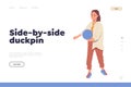 Side-by-side duckpin concept for landing page design template offering bowling club entertainment Royalty Free Stock Photo