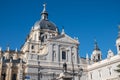 Side entrance of the Almudena cathedral, cathedral next to the royal palace in Madrid. Spain