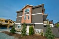 Side entrance door of brand new residential triplex townhouse