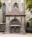 Side entrance to the Black Church, built in the Gothic style and named after the dark color left after the fire of the 17th centur