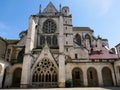 The side facade and the convent buildings of the Abbey of Saint-Germain in Auxerre seen from the cloister