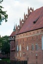 Side facade of Malbork castle. Beautiful building, no people. Poland