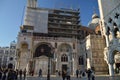 Side Facade Of St. Mark`s Cathedral In St. Mark`s Square At Sunset In Venice. Travel, holidays, architecture. March 28, 2015.