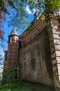 Side facade wall of Historical Oosterpoort gate during the golden age in Hoorn, North Holland, Netherlands