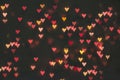 The side in the form of hearts.Small symbols of love heart bokeh.