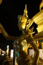 Side of golden goddess at night