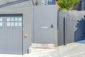 Side-hinged gate with lever door handle at San Francisco, California