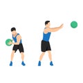 Side lateral medicine ball throw. Slam exercise. Flat vector illustration