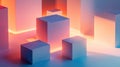 Side-lit cubes creating deep relief and contrast, striking composition. Light shadow 3d pattern