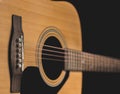 Side look of acoustic guitar Royalty Free Stock Photo