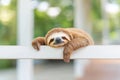 Side-Lying Arafed Sloth in Restful Pose on Blank Canvas. Royalty Free Stock Photo