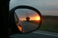 Side mirror of a moving car