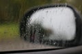 Side mirror in the rain Royalty Free Stock Photo