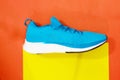 Side of nike running or sport shoes on colorful floor