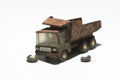 Old rusty truck metal toy Royalty Free Stock Photo