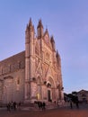 Facade Duomo di Orvieto at sunset