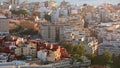 Side panning with close up view of the city of Ceuta at sunset