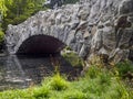 Side Perspective of stone bridge over the water in beacon hill park Royalty Free Stock Photo