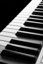 Side, perspective view of electronic synthesizer piano keys Royalty Free Stock Photo