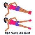 Side plank leg raise. Sport exersice. Silhouettes of woman doing exercise. Workout, training Royalty Free Stock Photo