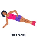 Side plank. Sport exersice. Silhouettes of woman doing exercise. Workout, training