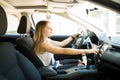 Beautiful young woman driving car Royalty Free Stock Photo