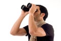 Side pose of man looking through binocular Royalty Free Stock Photo