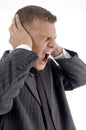 Side pose of shouting businessman