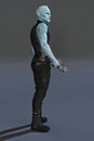 Side view render of an alien man holding a space weapon Royalty Free Stock Photo