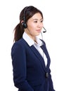 Side profile of customer services operator Royalty Free Stock Photo