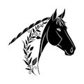 Side profile horse face silhouette filled with floral pattern, crafted in a decorative and elegant clean style for visuals Royalty Free Stock Photo