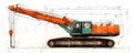 Side profile illustration of a crane with detailed technical specifications Royalty Free Stock Photo