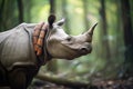 side profile of javan rhino in jungle