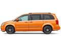 Orange Minivan Side Profile Against White Background Royalty Free Stock Photo