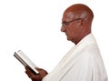 Senior man reads book Royalty Free Stock Photo