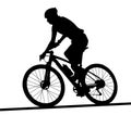 Side profile silhouette of male mountain bike racer Royalty Free Stock Photo