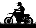 Side profile silhouette of off road biker with scrambler Royalty Free Stock Photo