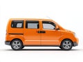Orange Minivan Side Profile on White Background Royalty Free Stock Photo