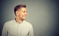 Side profile young man looking at his side smiling Royalty Free Stock Photo