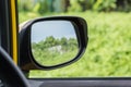 Side rear-view mirror on a modern car Royalty Free Stock Photo