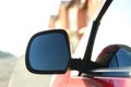 Side rear view mirror of modern car Royalty Free Stock Photo