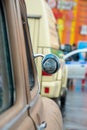 Side rear view mirror of vintage car window Royalty Free Stock Photo